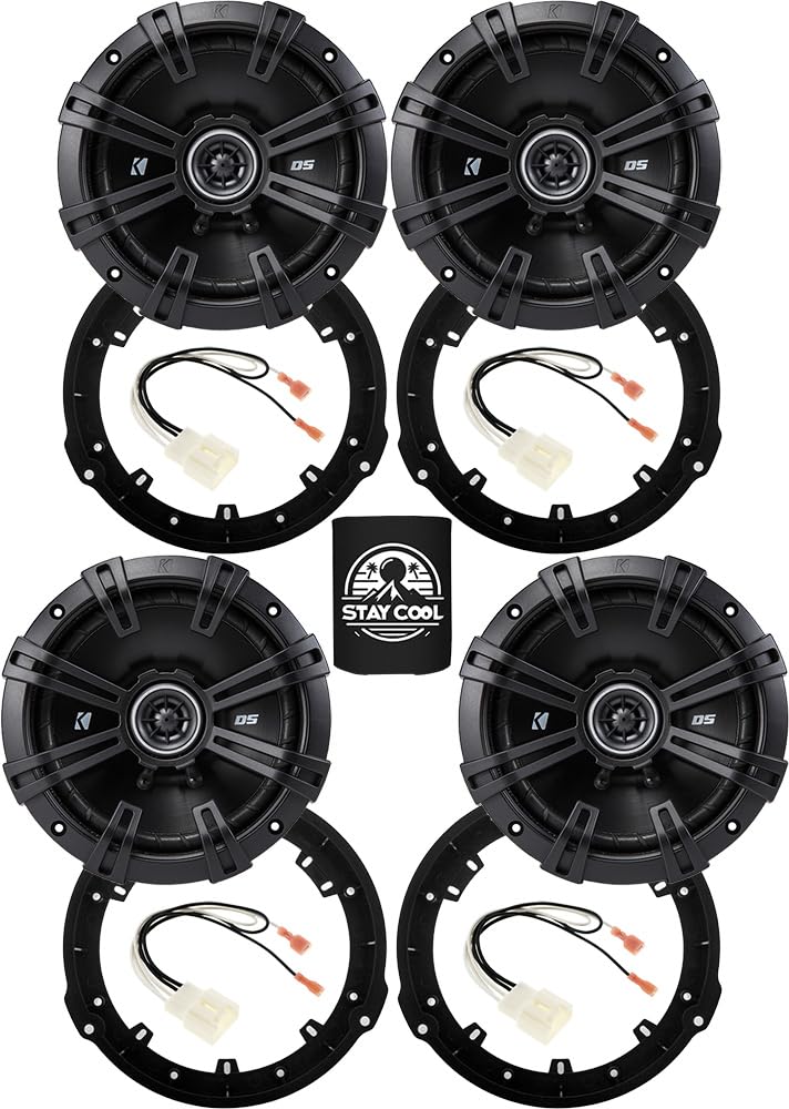 KICKER Speakers 6.5 inch for Ford Edge 2015-2023 Upgrade Kit - 4 Pack of DS Series with Adapters and Harness, Coaxial 6 1/2 Car Audio Front and Rear Door Speaker DSC650, 43DSC6504