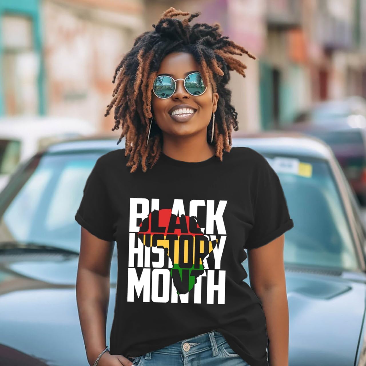 Black History Month Shirt for Women Africa Map Tshirt African-American Tee Shirts - Image 4