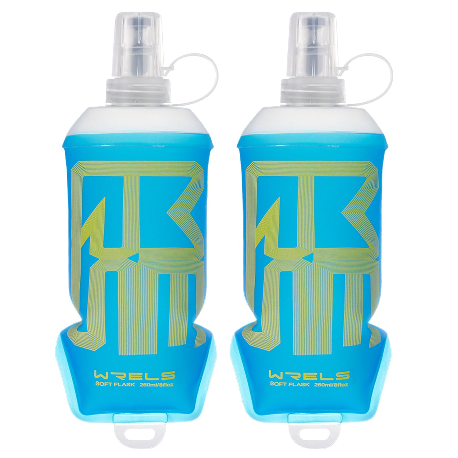 WRELS 2-pack Soft Flask Running Water Bottle 250ml/350ml/500ml,BPA-Free TPU Collapsible Water Bottle for Running Belt & Vest,Lightweight Soft Water Bottle for Marathon, Camping, Climbing