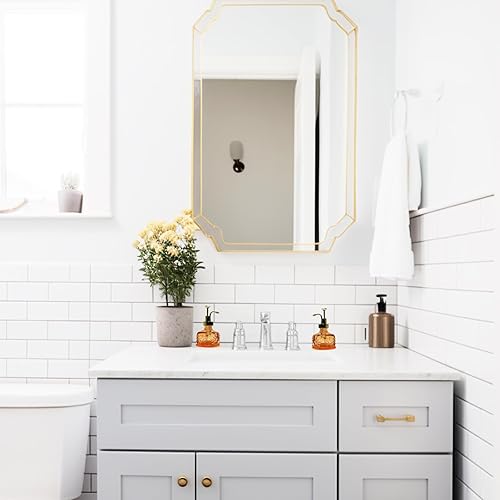 Miniatura 5 de Dispensador de jabón de vidrio vintage, estilo granja, naranja, con bomba para baño y cocina