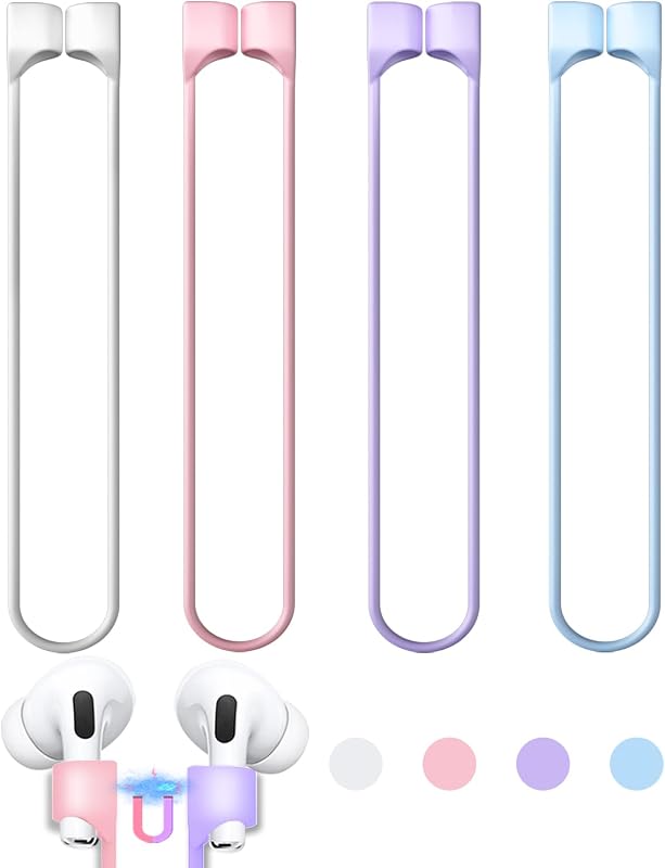 Ultra Strong Magnetic Anti-Lost Strap for AirPods Pro- 4 Pack | Compatible with AirPods Pro 3/2/1 & AirPods 4/3/2/1,Soft Silicone Sport Neck Lanyard,Lenth 29.9 in