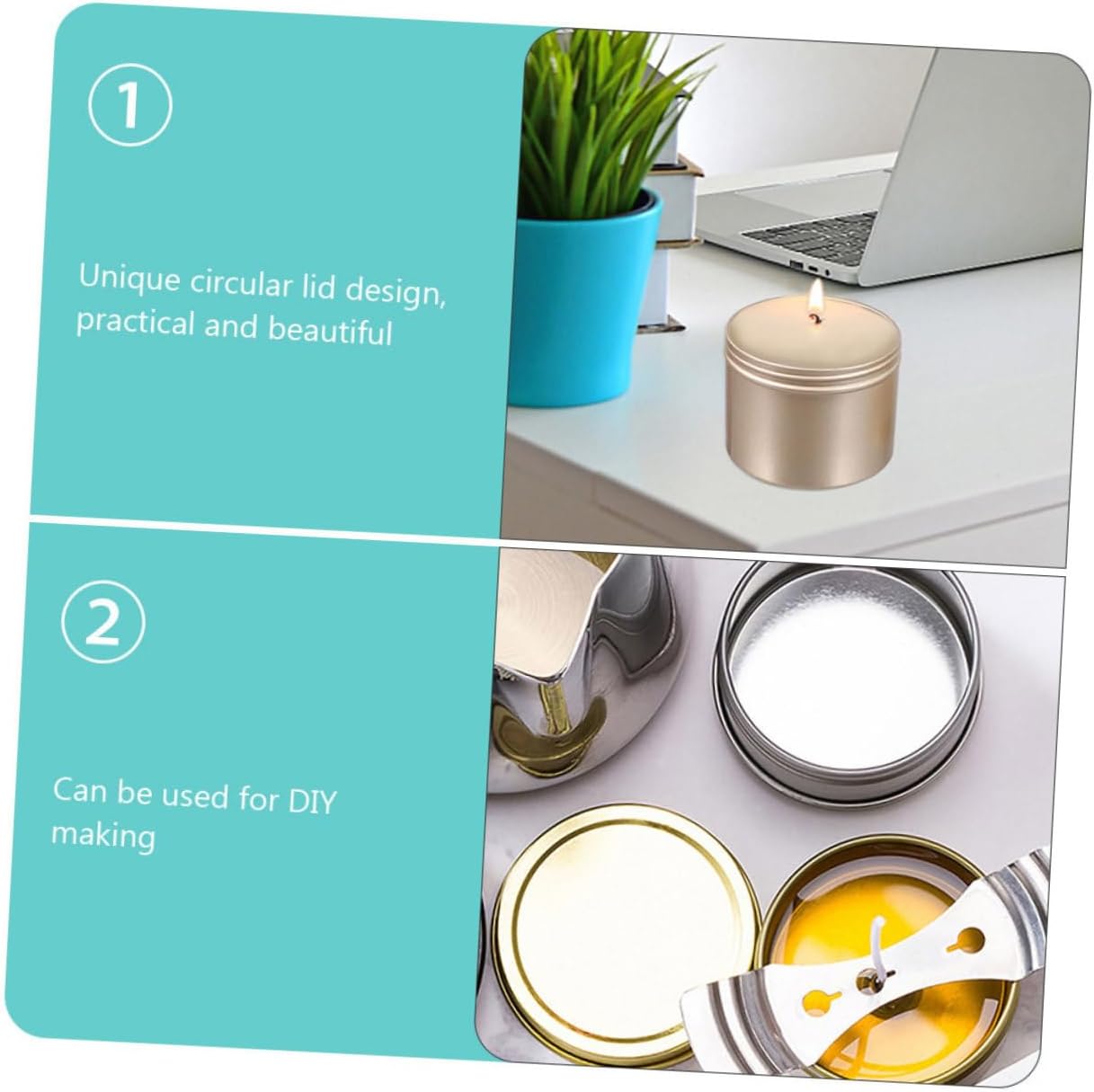 Aluminum Metal Tin Cans 4pcs Sealed Jars Airtight Lid Perfect for Candle Making Storage Home Office