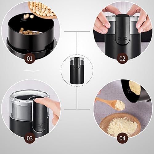 Miniatura 5 de Molinillo de café, compacto y portátil, 3.6 x 3.6 x 6.8 in, trituradora silenciosa para tabletas, molino de café de acero inoxidable con cepillo,