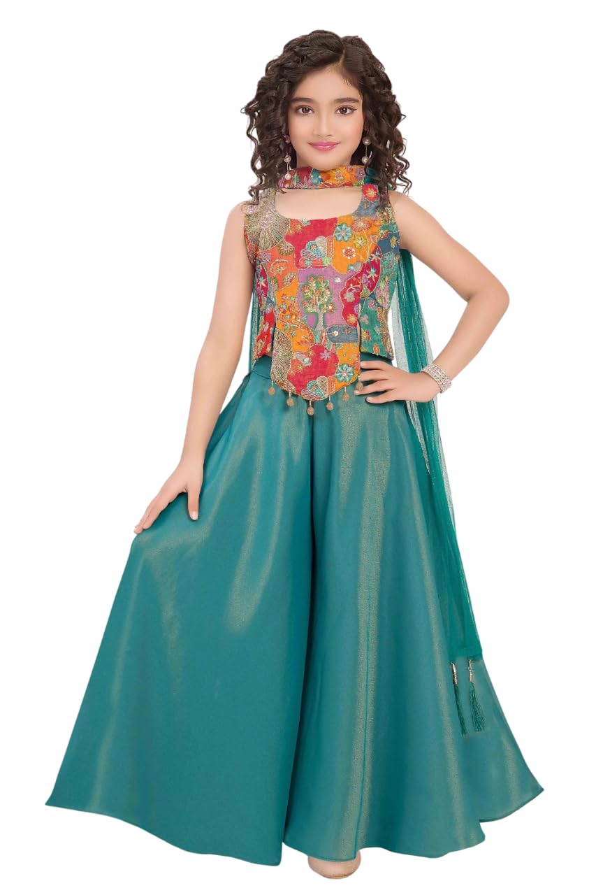 UFB Girls Floral Print Crop Top and Palazzo Set, Teal Green - Review, Price and Buying Guide