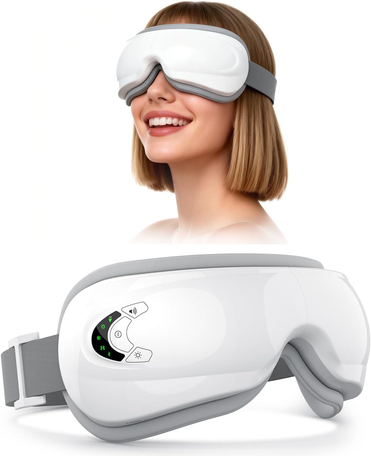 Eye Massager with Heat and Music, Relaxation and Stress Relief Device. Heated Eye Mask Massage for Migraines & Headache Relief, Reduce Dry Eyes Improve Sleep. Birthday Gifts for Women Men Mom Dad Her