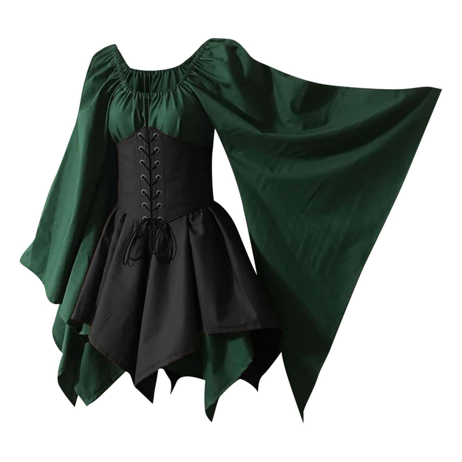 ABRTJCLWomen's Short Medieval Renaissance Costume Dress Vintage Cosplay Victorian Gothic Corset Dress Gothic Ball Gowns