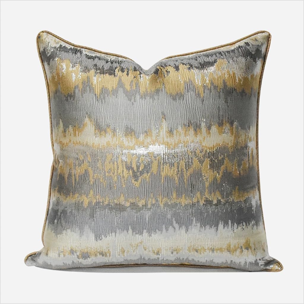 HBJWOV Gold Coffee Color ometric Ripple Pattern Living Room Sofa Cushion Set Lines Hotel Villa Pillow