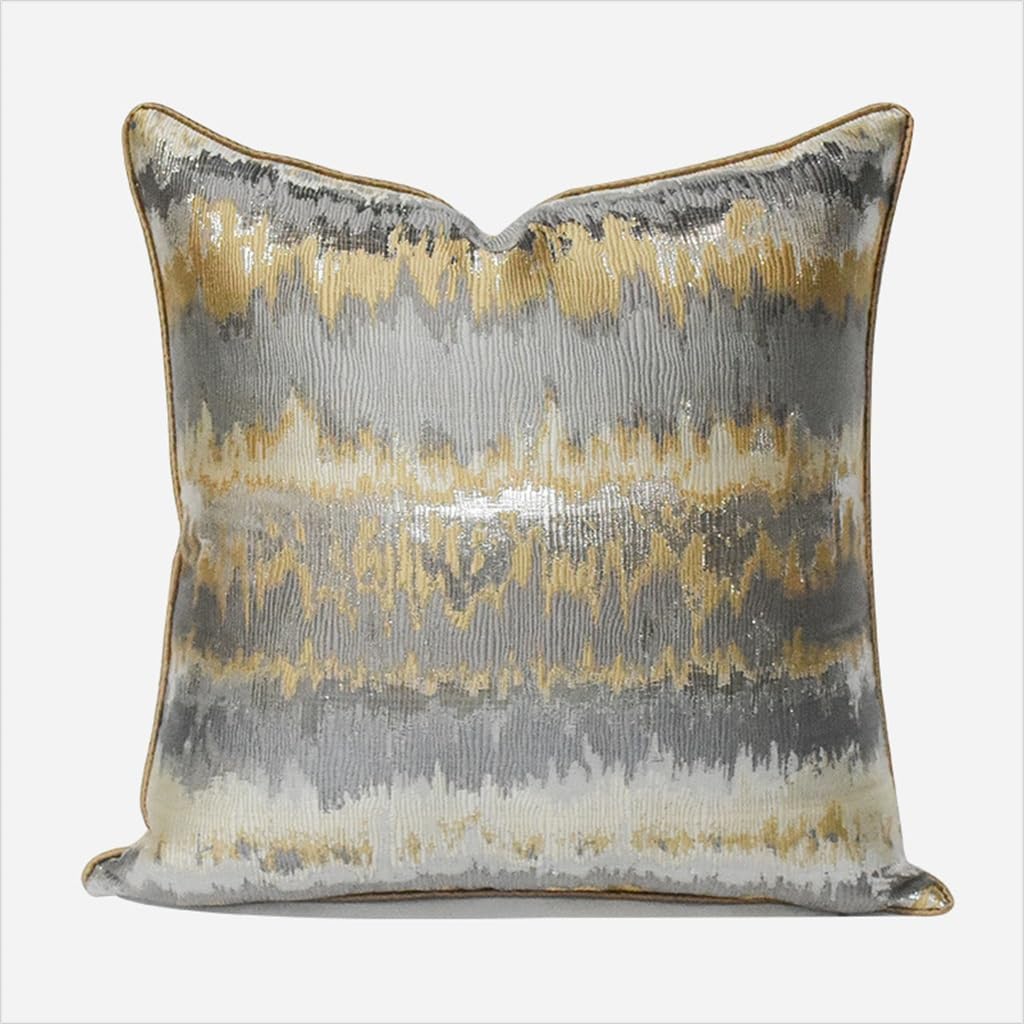 Coussin de salon doré housse de canapé géométrique motif ondulation lignes or