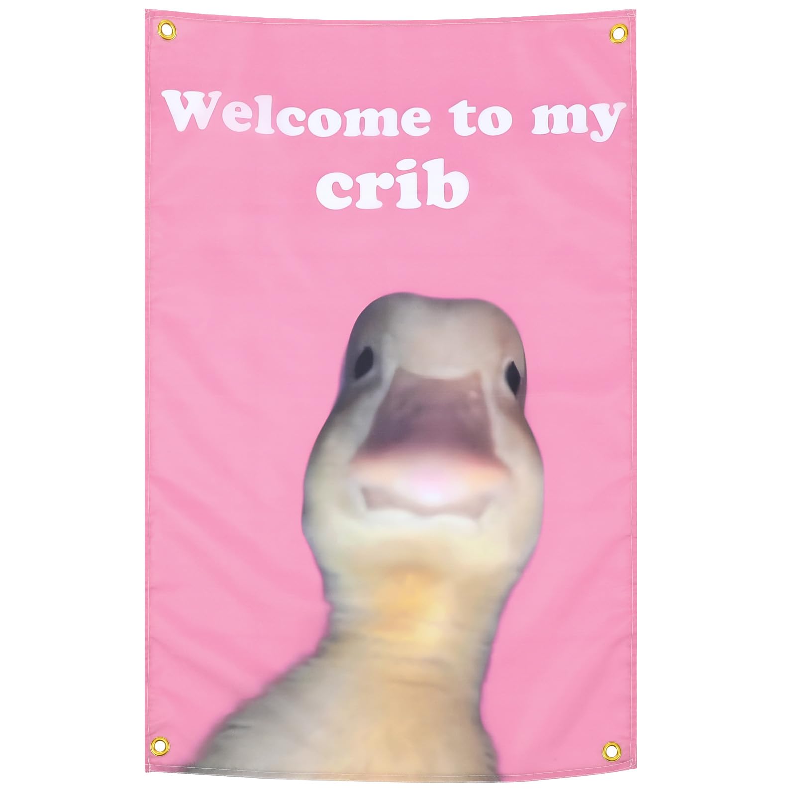 Shimmeroo Funny Flags, Welcome to My Crib 23×35 inch Funny Duck Tapestry Wall Art Duck Flag Tapestry with Grommets for College Dorm Room,Festivals Outdoor Activities,Room Decor