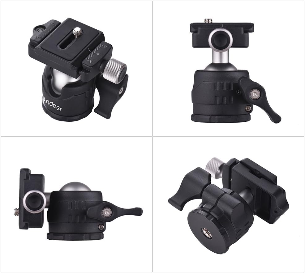 Ар түрдүү views of the Andoer Mini Tabletop Ball Head