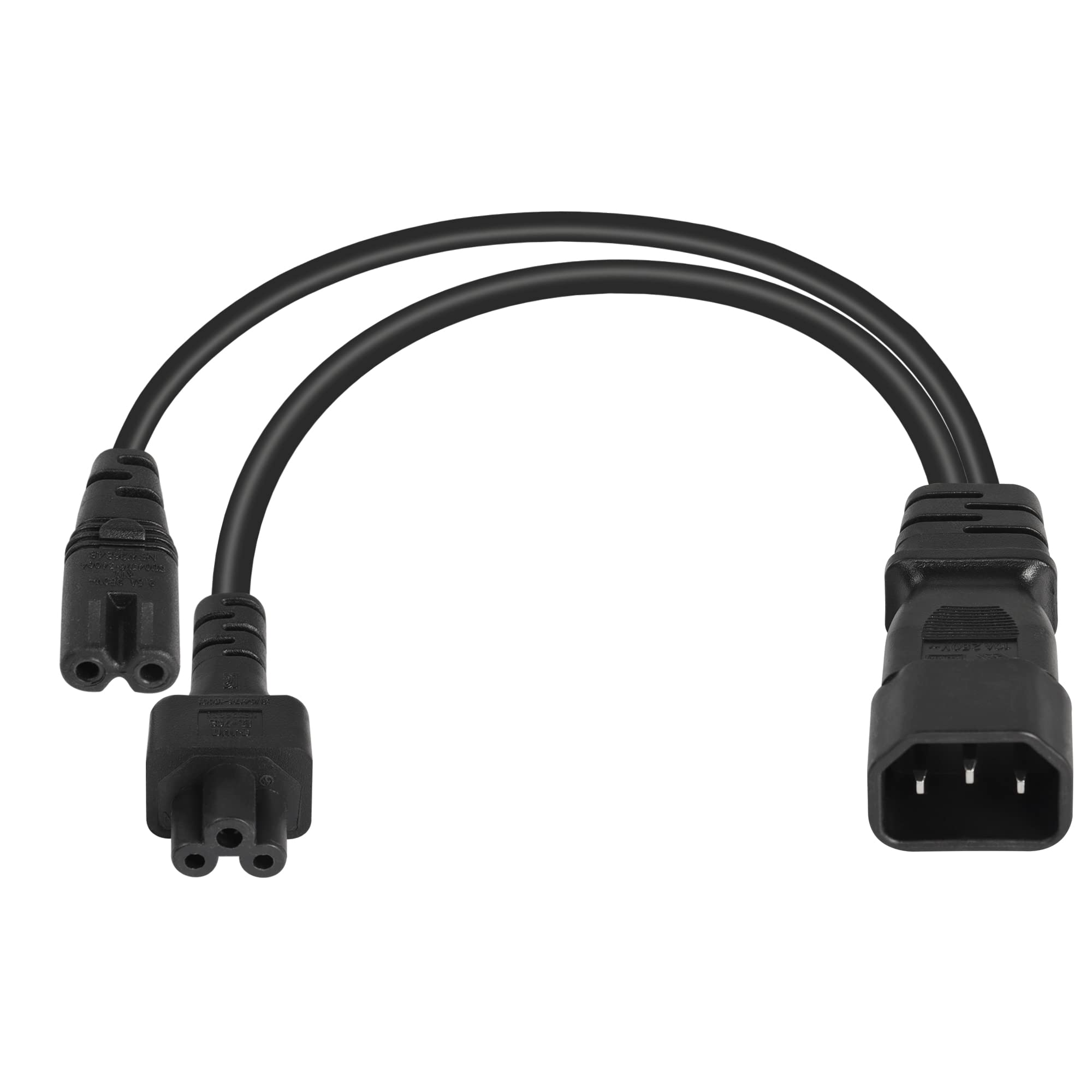 MEIRIYFA IEC 320 C14 zu Dual C7 Splitter Netzkabel, IEC320 C14 Stecker zu Dual C7 Buchse Netzadapterkabel für Monitor, Drucker, Scanner usw