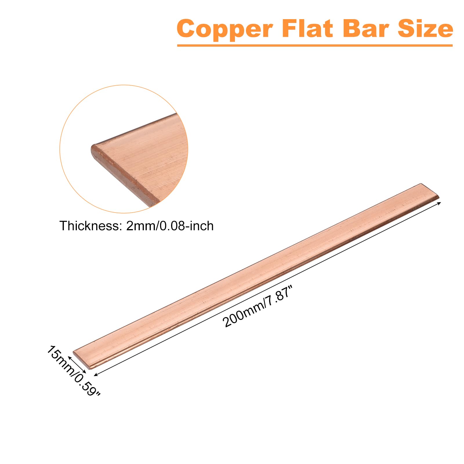 Barre Plate En Cuivre 5mm X 30mm X 200mm - Plaque Stock Cuivre Électricité