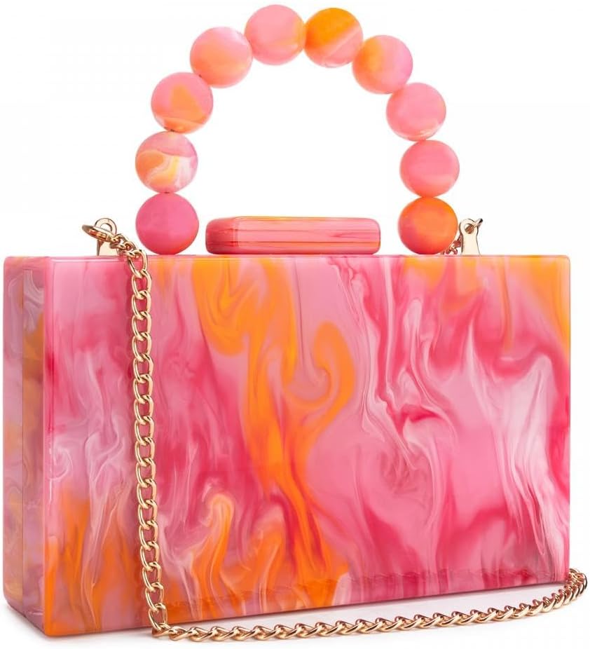Gets Acrylic Clutch Purses for Women with Marbling Purses and Handbags Elegant Banquet Evening Crossbody Bag