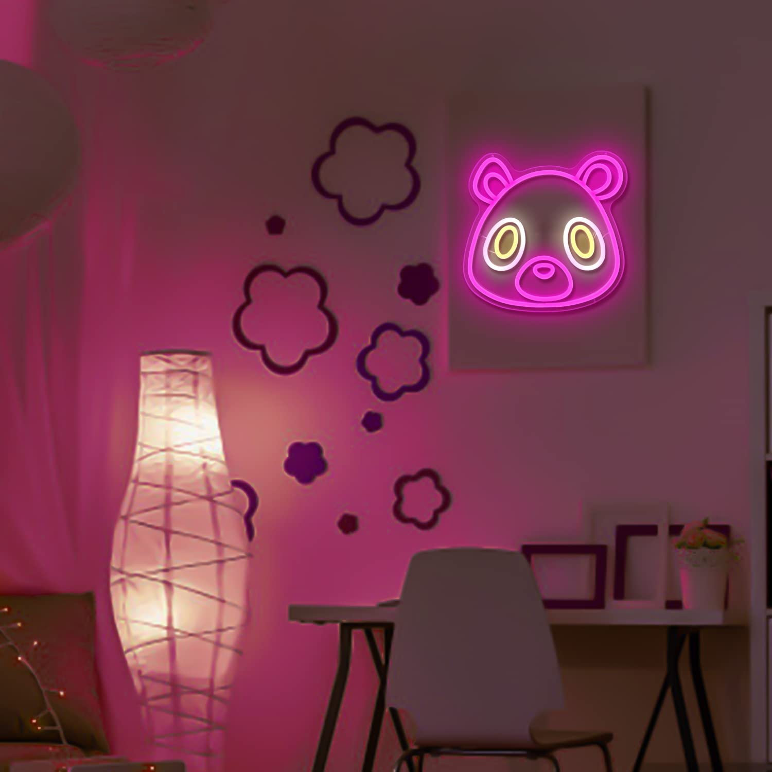 Neonowy znak z misiem z okazji ukończenia szkoły, różowy niedźwiedź, kreskówkowy miś, LED, neonowe znaki na ścianę, znaki LED, świecące znaki do sypialni, na przyjęcie z okazji ukończenia