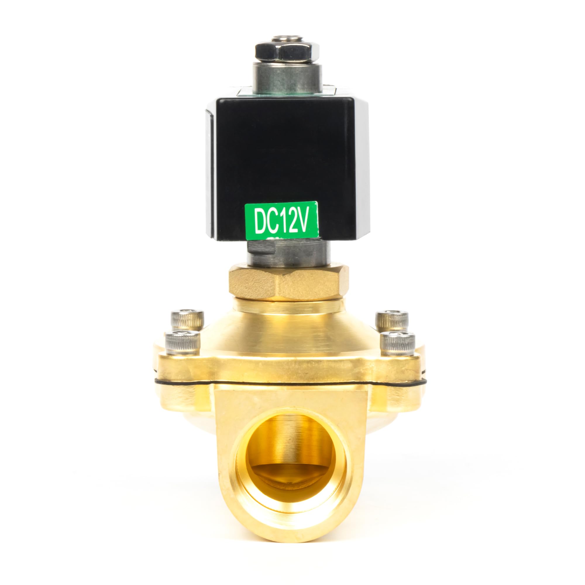 U.S. Solid Electroválvula latón G 1 pulgada 12 V CC normalmente abierta 10 bar, válvula eléctrica para agua, aire, diésel, queroseno, gasolina