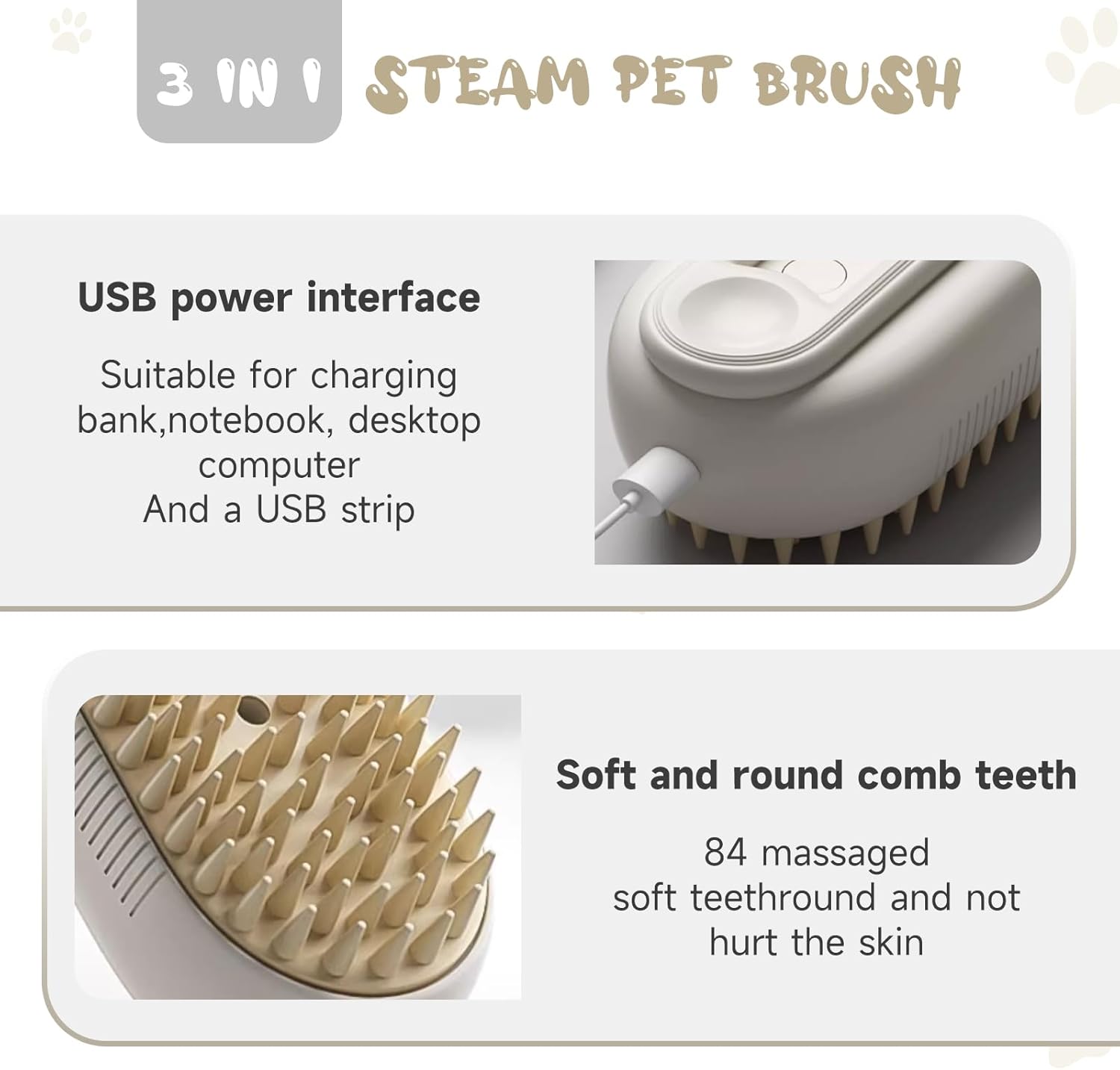 Cat Steam Brush, 3 in 1 Rechargeable Steamy Cat Dog Brush with Spray, Self Cleaning Steam Pet Tools, Multifunctional Cat Grooming Tool for Hair Removal, Massage, and Tangled Fur 4 61ACHTr GnL. AC SL1500