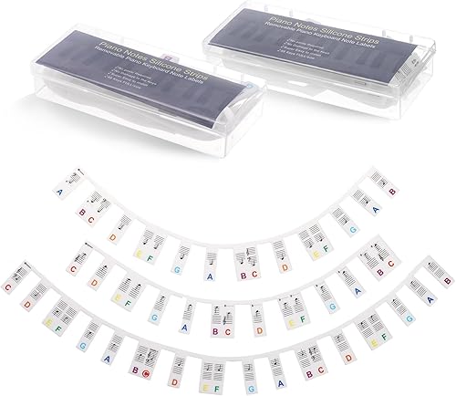 Miniatura 7 de Pumtus Paquete de 2 guías de notas de piano, etiquetas de notas de teclado de piano extraíbles, calcomanías de teclado de piano de tamaño completo