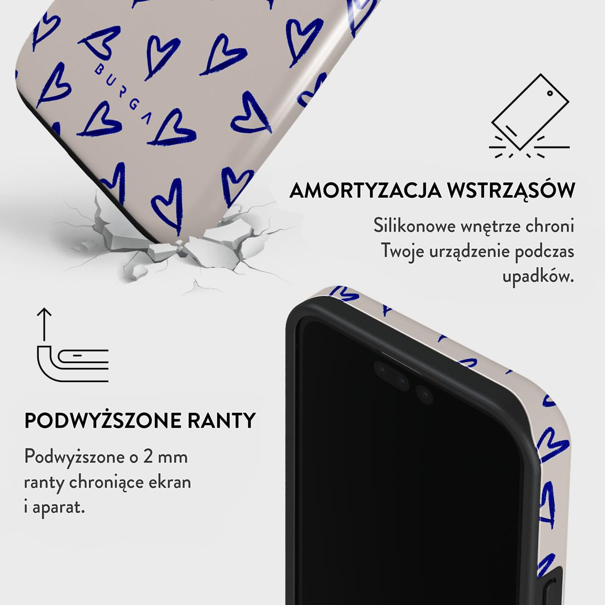 BURGA Etui na iPhone 15 Pro Max – Dwuwarstwowa Hybrydowa Obudowa z Amortyzującym TPU, Odporna na Zarysowania, Podniesiona Ramka dla Ochrony Ekranu, Kompatybilne z MagSafe do Codziennego Użytku
