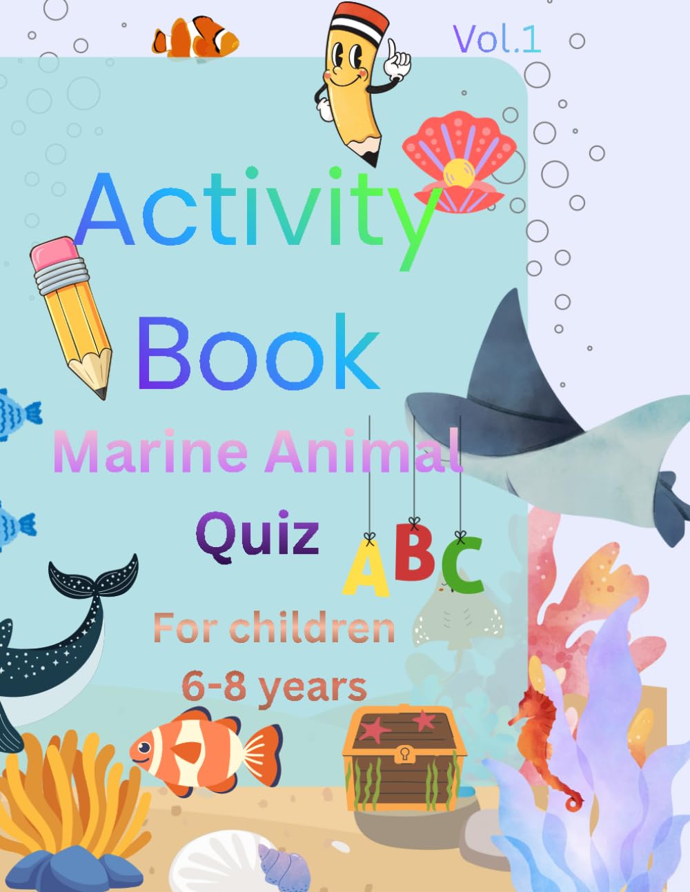Activity book Marine Animal Quiz: Fun ocean Quiz for kids 6-8