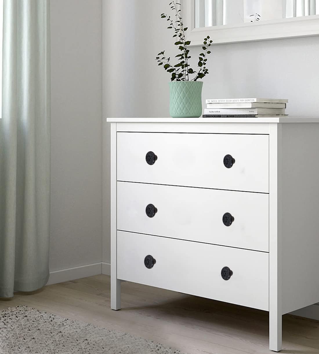 HUAMULAN 15 PCS Cabinet Knobs Glossy Ceramic Dresser Mushroom Table Drawer Cupboard Pull Furniture DIY Wardrobe Solid Color Vintage Handle,with 3 Size Mounting Screws