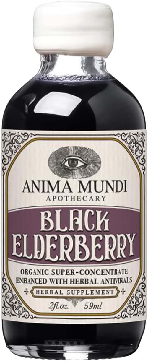 Black Elderberry Syrup - Organic Elderberry Syrup for Immunity Support with Skullcap Baikal, Cordyceps, Reishi, Shiitake & Maitake Mushrooms (2oz / 59ml)