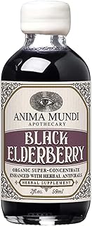 Anima Mundi Apothecary Black Elderberry Syrup - Organic Elderberry Syrup for Immunity Support with Skullcap Baikal, Cordyceps, Reishi, Shiitake & Maitake Mushrooms (2oz / 59ml)