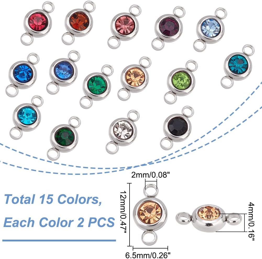 UNICRAFTALE Rhinestone Charms Pendants Link Connectors Birthstone Charms Crystal Glass Linking Pendant Diamond Connectors for Earring Necklace Bracelet Jewelry Making - Image 3