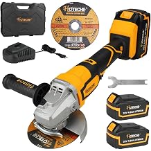 Hoteche 20V Cordless Brushless Angle Grinder 115mm, 6-Speed 2500-10000rpm, 24000mAh Batteries Fast Charge with LED Light & Complete Accessories