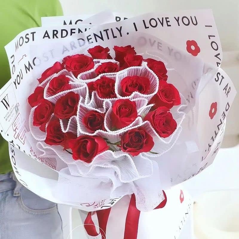 Miniatura 7 de XIZHI Paquete de 2 ramos de papel de regalo de 4.5 yardas, red ondulada arrugada de perlas, papel de malla para envoltura de flores, papel de malla