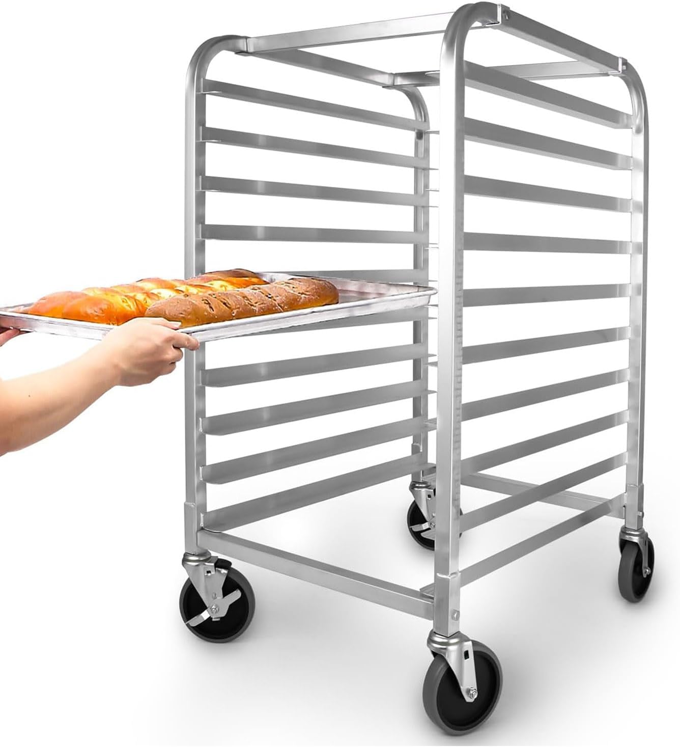 20-Tier Rack - Aluminum Bakery Rack with 2 Lockable Wheels, Mobile Cooling Trolley for Dough & Pizza Baking, Open Shelf Storage - Perfect for Home & Commercial Use
