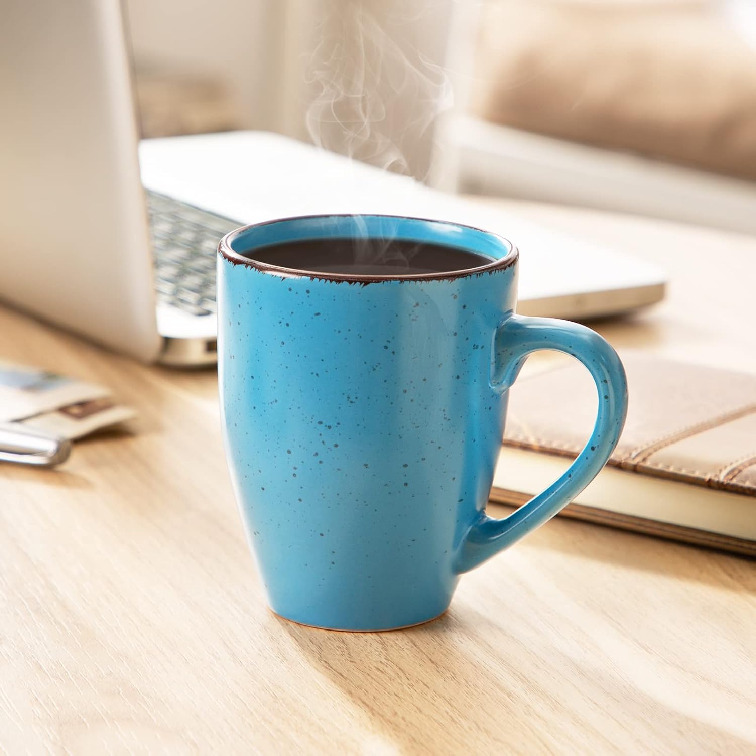 vancasso Moda Coffee Mugs Set of 6-12 oz Ceramic Coffee Cups for Cappuccino, Latte, Tea, Microwave & Dishwasher Safe, Assorted Color