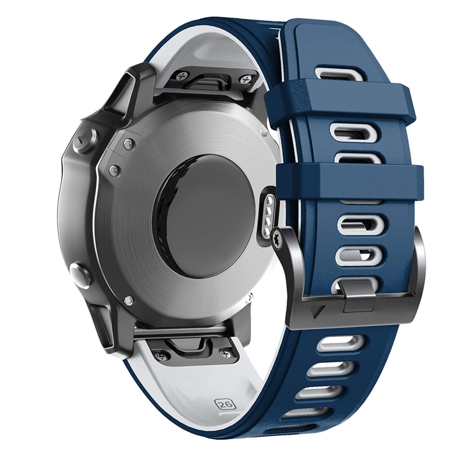 Czke Dark Blue White Quickfit Watchband For Garmin Fenix 6 6 Pro Silicone Easyfit Wrist Strap For Fenix 6X 5X 5X Plus 3 3Hr Watch 26 22Mm Strap (Color : Size : 22Mmfenix 6 Pro)