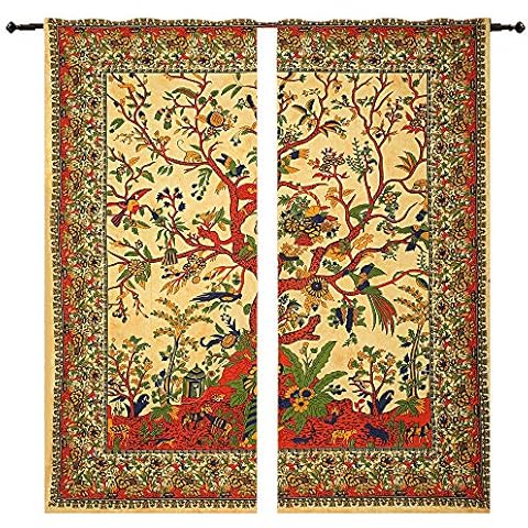 Indian Cotton Tree of Life Cotton Curtains Hippie Queen Mandala Cotton Curtains Hippie Handmade Drape Sheer Panel Scarf Cover