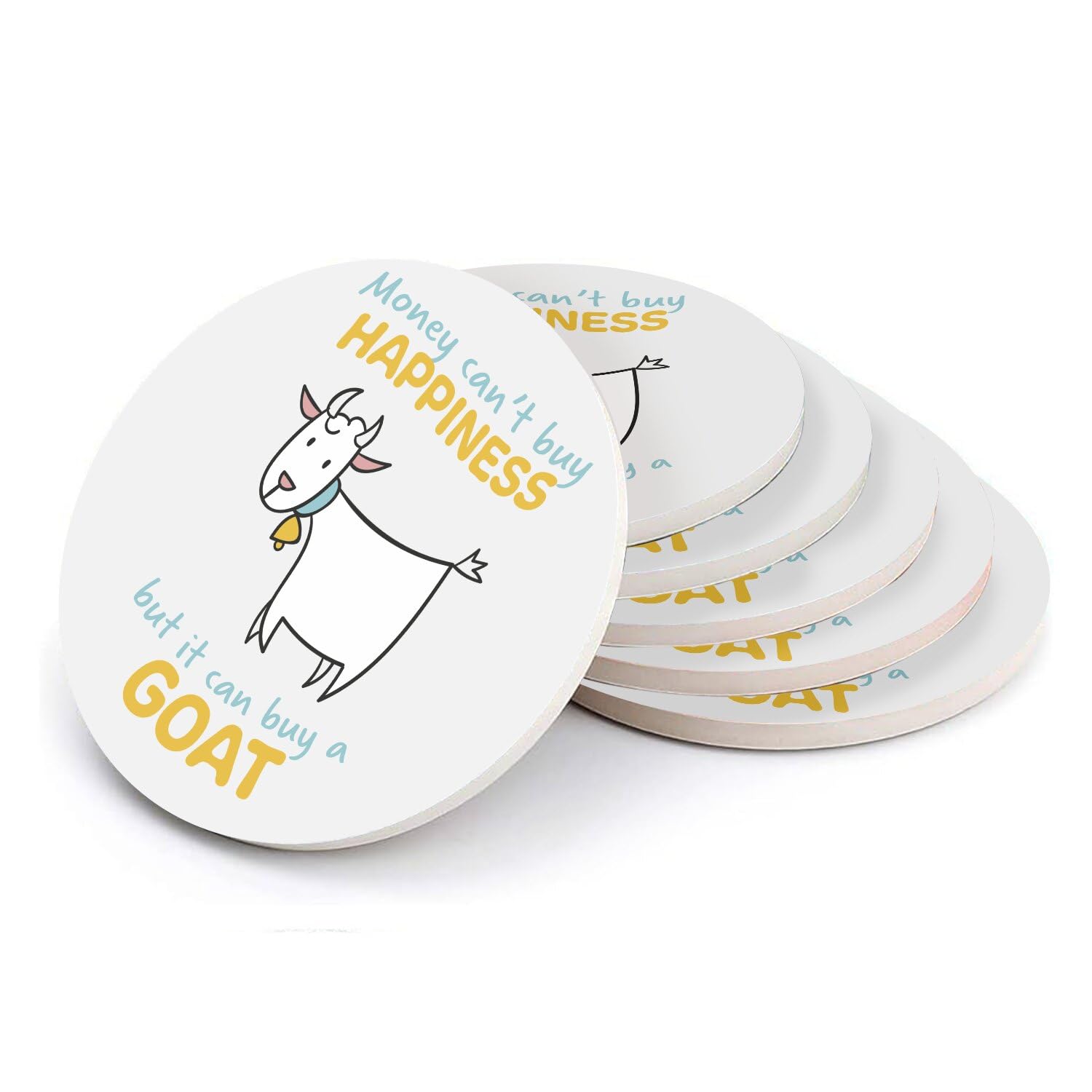 Sous verre ronds en céramique Goat idée cadeau originale lot de 6 pièces