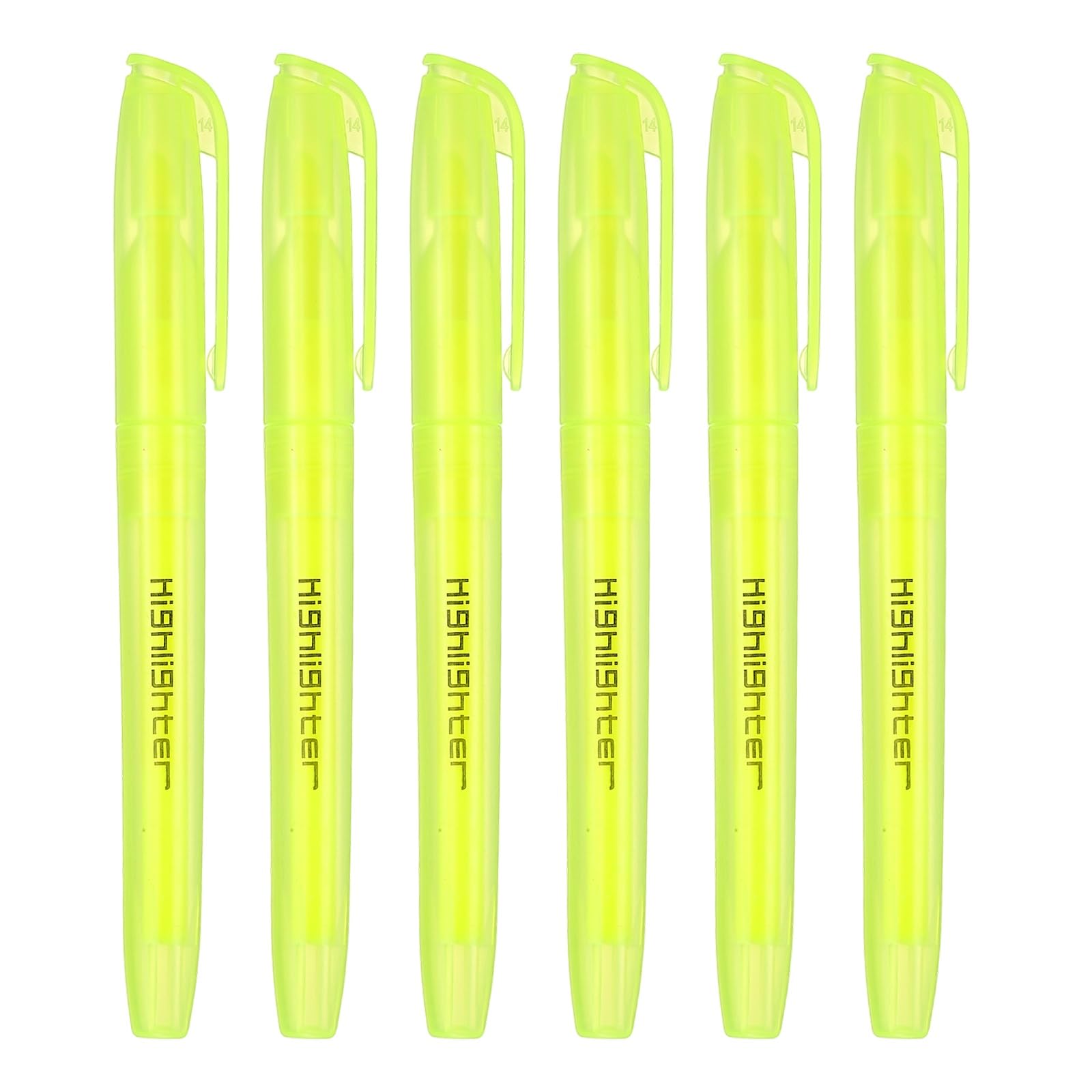 PATIKIL Yellow Highlighter, 6 Pack High Lighters No Bleeds Highliters Pens Neon Clear View Bright Quick Dry Pocket Marker Pen Sticks Chisel Tip Cute for Books Office Adults, Transparent