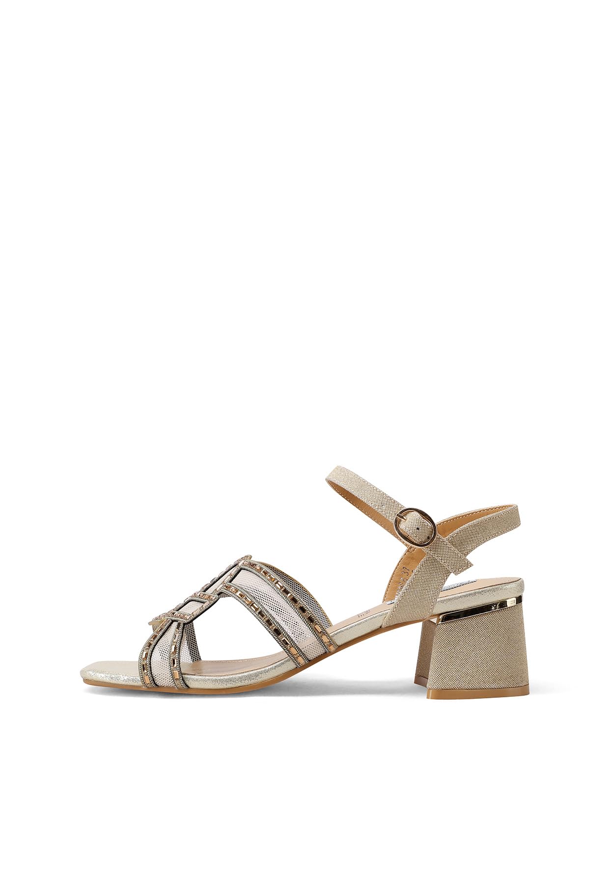 QUEEN HELENA Sandali Eleganti con Strass con Tacco Basso con Cinturino Donna ZM9966