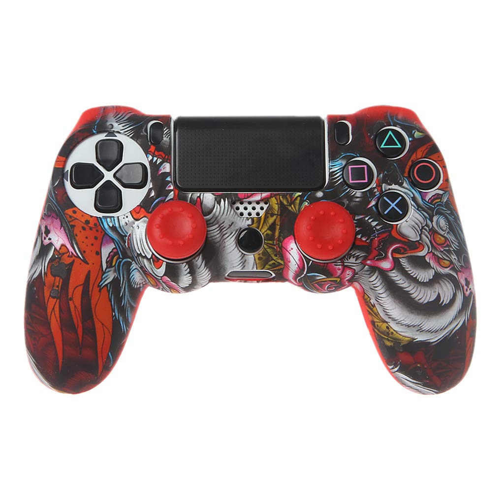 ciriQQ Gamepad Controller Protective C0ver Silicone Sleeve Guards + 2 Grip Caps for PS4 Portable Durable ChristmasThanksgiving Items