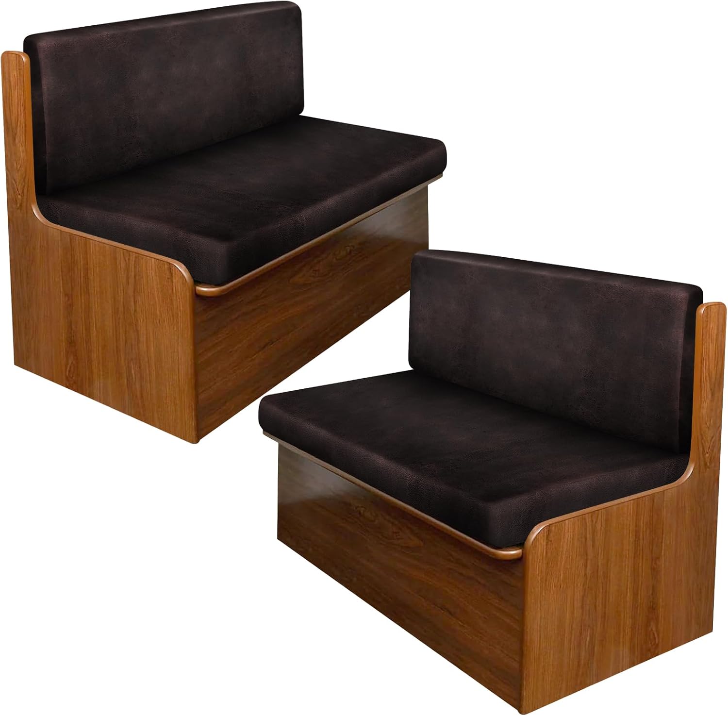 Leather Like RV Dinette Cushion Covers, RV Booth Seat Cover Stretchable Camper Cushion Couch Covers Washable Slipcovers for RV Camper Car Bench (2 Backrest Covers & 2 Bench Covers, Chocolate)