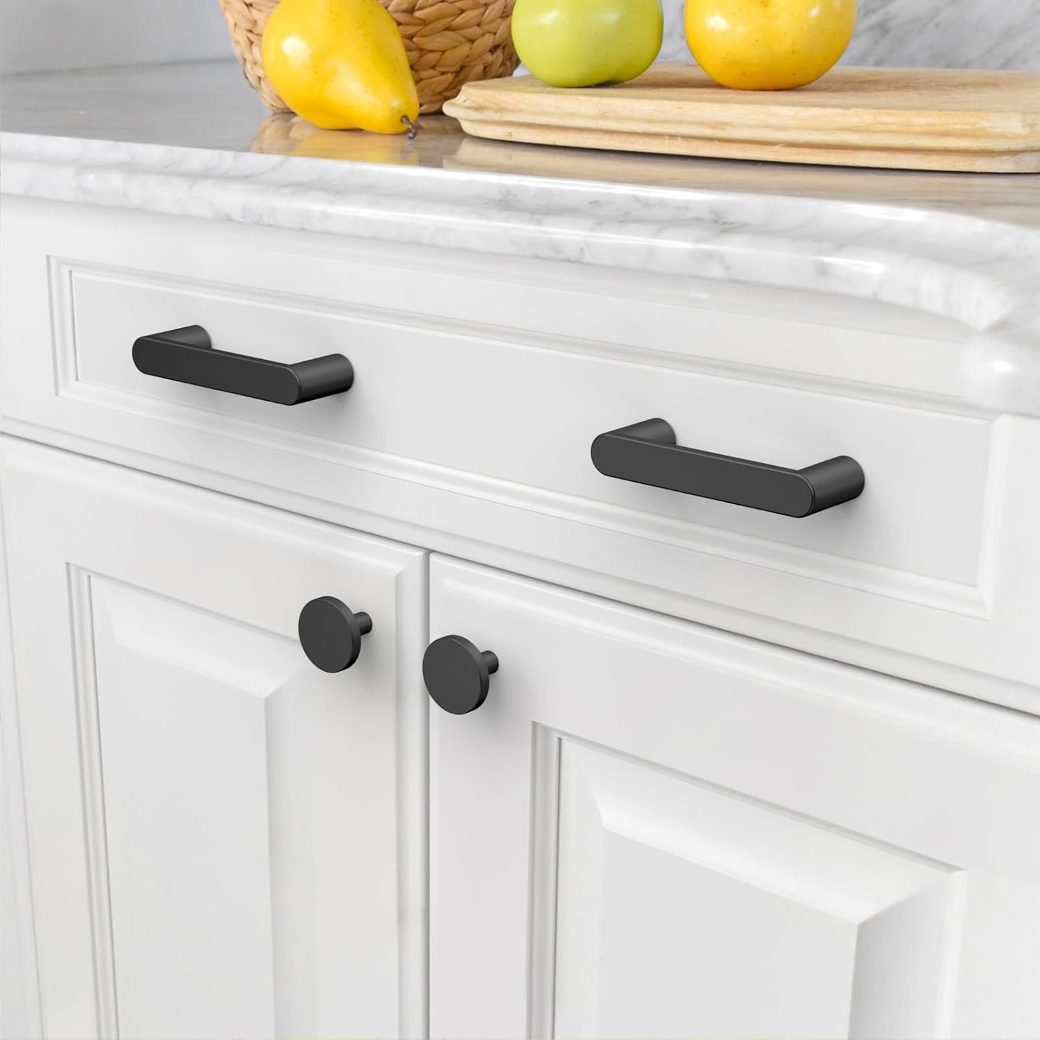 Amerdeco 10 Pack ZH0005MB Matte Black 3.75 Inch(96mm) Hole Centers Kitchen Cabinet Pulls Hardware Modern Kitchen Handles for Cabinets Cupboard Handles Drawer Pulls