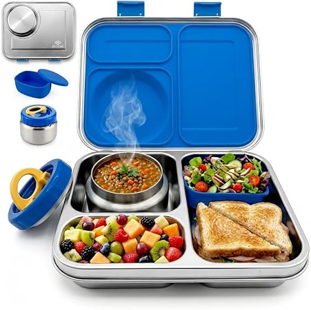 Stainless Steel Bento Lunch Box with 8 oz Insulated Food