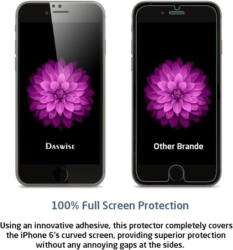 Daswise Screen Protector for iPhone 6S 2015 Full Screen Anti-scratch Tempered Glass Protectors with Curved Edge, Cover Edge-to-Edge, Protect Your 4.7 Inches HD Clear, Bubble-free Shockproof (4.7 White)