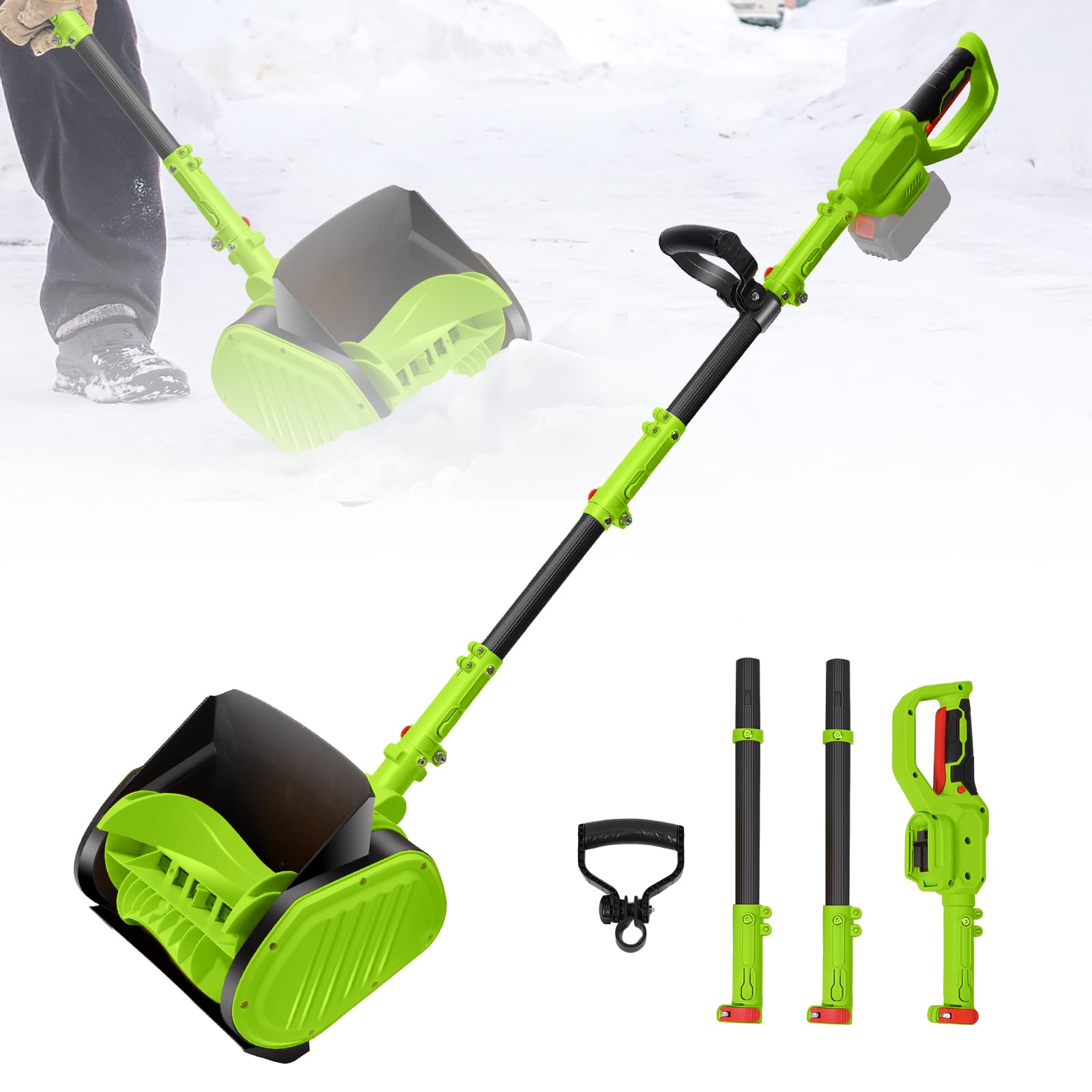 Fraise à neige sans fil, pelle à neige électrique, souffleuse à neige électrique amovible, moteur sans balais 550 W, largeur de 30 cm, profondeur de 16 cm, portée de jet 8 m, pour toutes les routes
