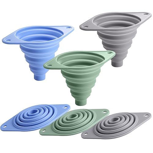 Kitchen Funnel Set 3 Pack, Collapsible Silicone Funnel for Kitchen Use Filling Bottles Liquid Food Transfer
