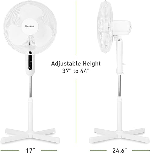 Miniatura 8 de HOLMES Ventilador digital de 16 pulgadas, oscilación de 80, 3 velocidades, 3 modos, temporizador de 7.5 horas, altura ajustable, inclinación de la