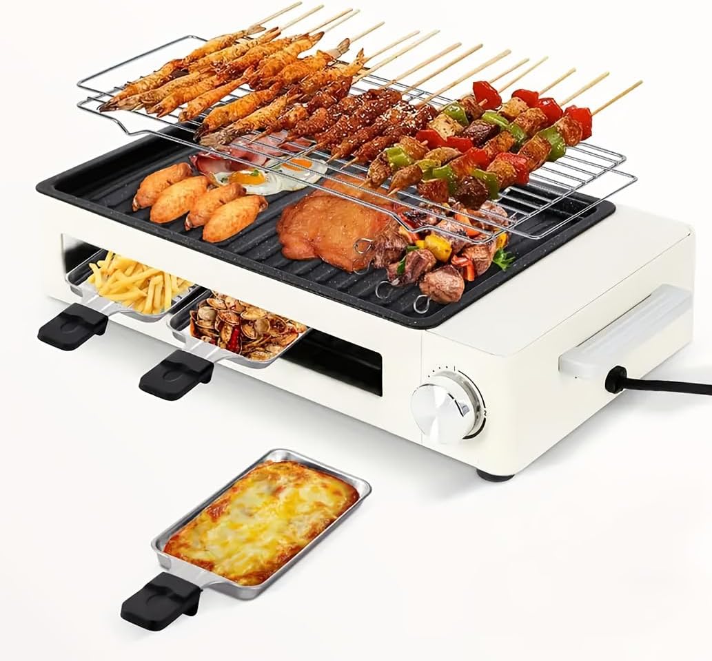 Aoran Portable Smokeless Electric Grill, 1500W BBQ Griddle with 5 Temp Levels, Non-Stick Surface, Cool-Touch Handles, Dishwasher Safe - Indoor & Camping