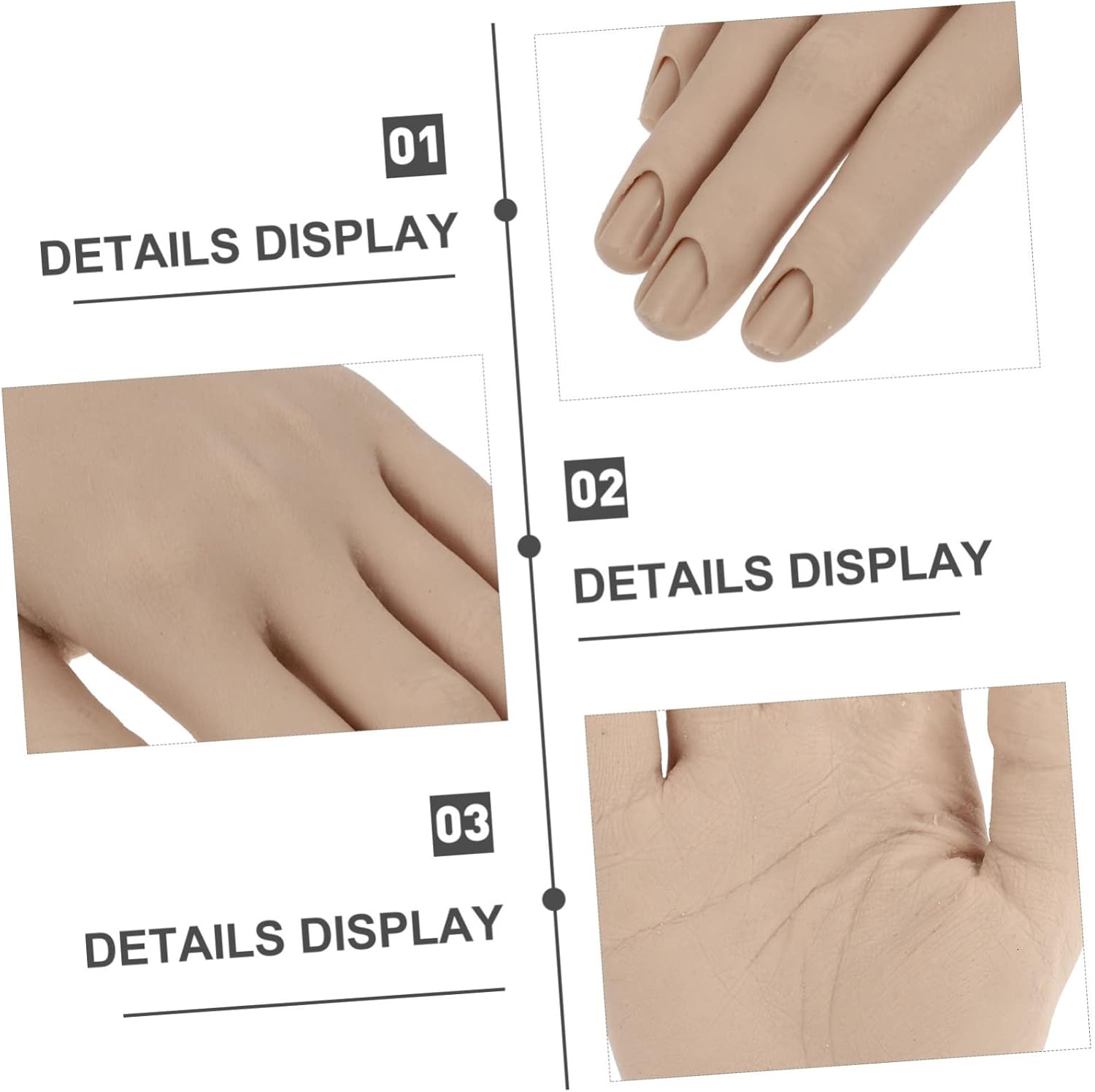 Generic シリコン製ネイル練習用手 &ndash; リアルな形状で繰り返し使用可能、ネイルアート訓練用モデル (示されているように)