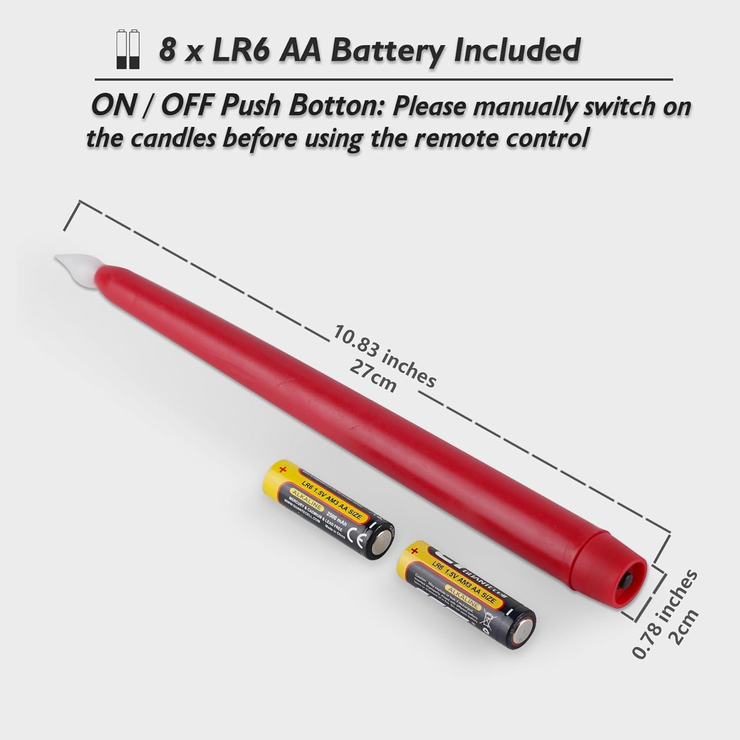 Rhytsing 4 Pcs Red Wax Finish Taper Candles, 6 Pcs Large Artificial Greenery Stems with Red Berries and Handmade Flowers