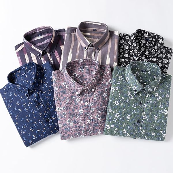 Men Oxford Print Striped Tops Social Slim Fit Shirt Vintage Clothes Cotton Casual Long-Sleeve Shirts for - Image 3