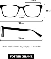 Vista 3 de Foster Grant Men's Brandon Rectangular Reading Glasses