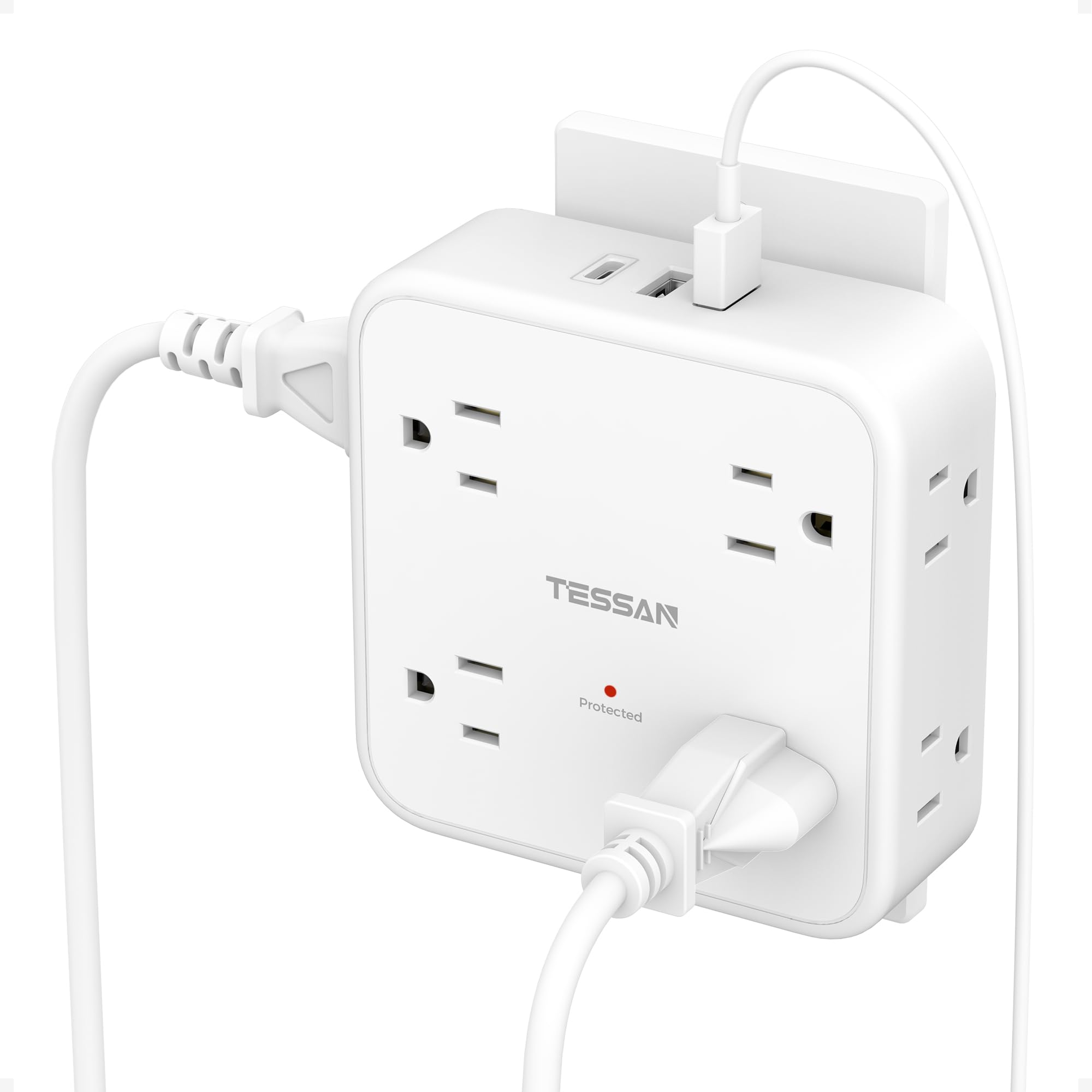 TESSAN Wall Surge Protector Outlet Extender with 8 Outlets Wall Charger | 8 AC with 3 USB…